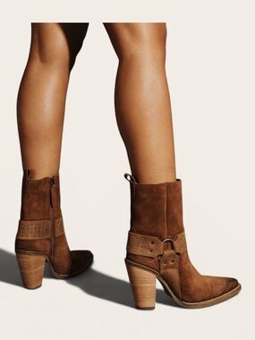 Dingo Songbird Suede Studded Harness Heeled Boots